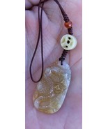Authentic Hand Carved Natural Jade Stone Snake Zodiac Charm - £194.68 GBP