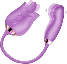 Rose Toy for Women, 10 Tongue Licking &amp; 10 Dildo Vibration Modes (Purple) - £19.26 GBP