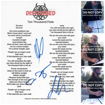 Disturbed Band Signed Ten Thousand Fists Lyrics Sheet COA Proof Autographed - $247.49