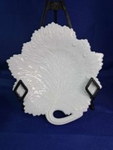 Maple Leaf Vintage Fenton Milk Glass Leaf Pattern 11 1/4 inch Serving Dish - £18.60 GBP