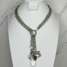 Chico&#39;s Chunky Front Toggle Close Silver Tone Anniversary Necklace - £15.47 GBP