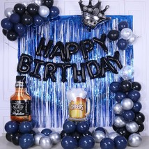 Black And Blue Party Decorations, Happy Birthday Decorations For Men Women Birth - £28.41 GBP