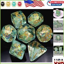 Eco-Friendly 7PCS Light Green DND Dice Set - Sparkling Handmade RPG Acce... - $350.07 MXN
