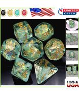 Eco-Friendly 7PCS Light Green DND Dice Set - Sparkling Handmade RPG Acce... - $350.07 MXN