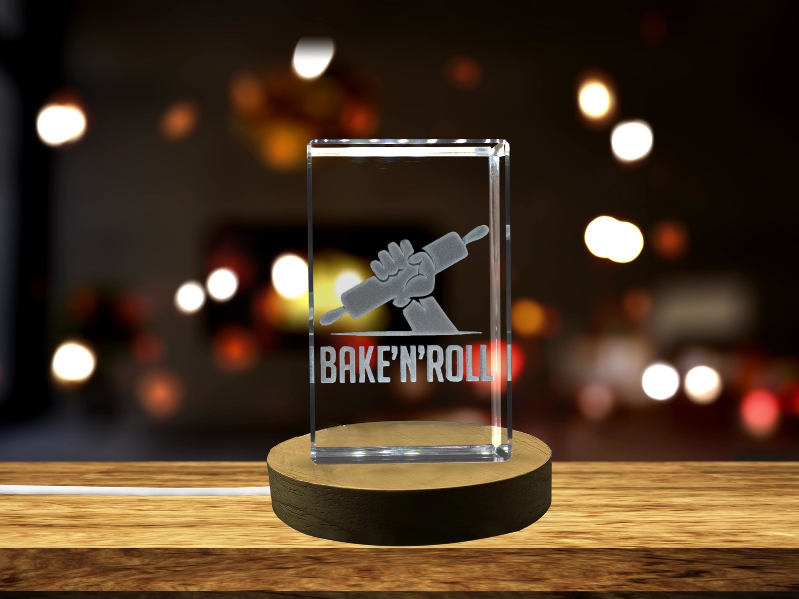 LED Base included | Bake’n’Roll 3D Engraved Crystal 3D Engraved Crystal Keepsake