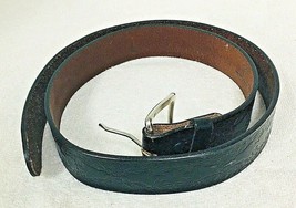 Black Tooled Leather Belt Size 38 Made in USA - $18.32