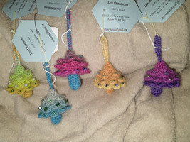 Wool Christmas Tree Ornaments, Crocheted - £14.15 GBP