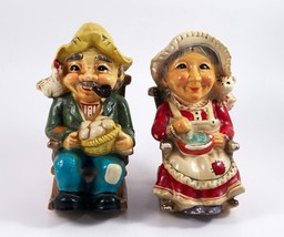 The Card House Banks Old Couple Sitting in Rocking Chairs Coin Banks Vintage - £14.26 GBP