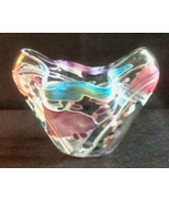 Wavy Hand Blown Glass Colorful Bowl Stephen Nelson Art Small Glass Bowl ... - £137.32 GBP