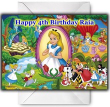 ALICE IN WONDERLAND Personalised Birthday / Christmas / Card - Large A5 - $75.23 MXN
