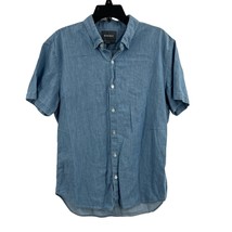 Bonobos Blue Short Sleeve Button Front Cotton Shirt Mens Large - £22.28 GBP