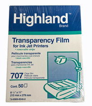 Highland Transparency Film 50 Sheets  #707 for InkJet Printers Removable... - £12.96 GBP