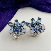 925 Sterling Silver Patterns of Frost Colored Crystal Stud Earrings  - £15.09 GBP