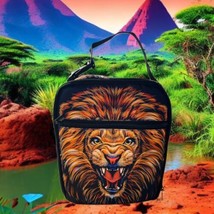 Lion Insulated Lunch Bag Tote Red Leakproof Multiple Pockets Side Zip - £17.35 GBP
