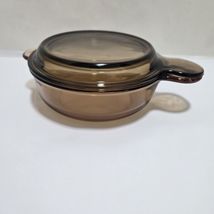 Vintage Corning Ware Vision Amber Grab It Go Bowl V-240-B w/P-240-C Glas... - $18.60