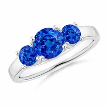 ANGARA 6mm Natural Sapphire Three Stone Ring in Sterling Silver for Women, Girls - £564.25 GBP+