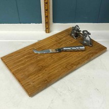 Arthur Court Retired bamboo 12” Cheese Board with Two silver Mice +matching tool - £62.55 GBP