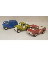 Vintage 1969 TootsieToy Red Fire Chief Pick Up Truck, Blue Van &amp; Green Jeep - £26.94 GBP
