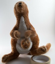 Kangaroo &amp; Baby In Pouch 7&quot; tall x 18&quot; long Plush R Dakin &amp; CO. Rare 197... - £18.75 GBP