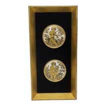 Vtg Gold Framed Porcelain French Provencal Cameo Cherub Medallions Wall Art READ - £19.11 GBP