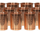 Copper Water Glass Embossed Drinking Tumbler Ayurveda Health Benefits Se... - $65.36