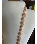 Vintage Monet Pink Peach Pearly Beaded Necklace Signed Gold Tone 28” - £15.36 GBP
