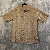 Tori Richard Hawaiian Shirt Mens Medium Brown Cotton Lawn Patch Made in USA - £13.39 GBP