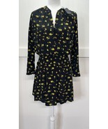 Rails Jasmine Dress XS Black Floral Yellow Roses Semi Sheer Smocked Wais... - £63.75 GBP