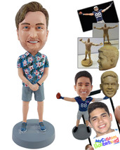 Personalized Bobblehead Casual dude with hand in front waring a hawaiian shirt a - £72.74 GBP