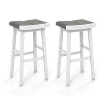 2 Pieces 26/31.5 Inch Upholstered Saddle Barstools with Padded Cushions-31.5 in - £109.97 GBP