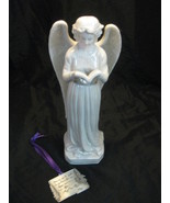 Ceramic Porcelain? Angel Figurine 11 3/4&quot; White Glitter Pewter Remembran... - £15.94 GBP