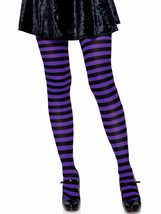 Leg Avenue Women&#39;s Nylon Striped Tights, Black/Purple, 1X - £12.78 GBP