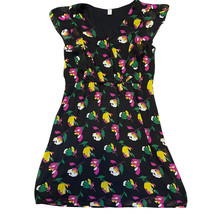 Old Navy Dress Large Floral Black Pink Green Polyester Knee Length Multicolor - $13.49