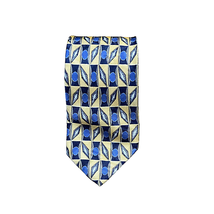 Robert Talbott Studio Mens Tie Yellow Blue Geometric Pattern 100% Silk 5... - £13.63 GBP