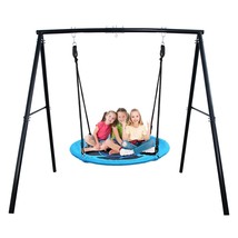 440Lbs Swing Set With 40 Inch Saucer Tree Swing, Swivel And Heavy Duty A-Frame M - £214.21 GBP