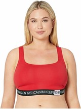 Calvin Klein 1981 Bold Unlined Bralette Bra Stretch Red Womens Plus Size 1X - £22.27 GBP