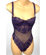 Vintage Victorias Secret Sheer Lace Stretch Teddy Bodysuit Lingerie Purple  - $1,104.11 MXN