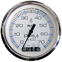 Faria Chesapeake White SS 4&quot; Tachometer w/Systemcheck Indicator - 7000 RPM (Gas) - £145.68 GBP