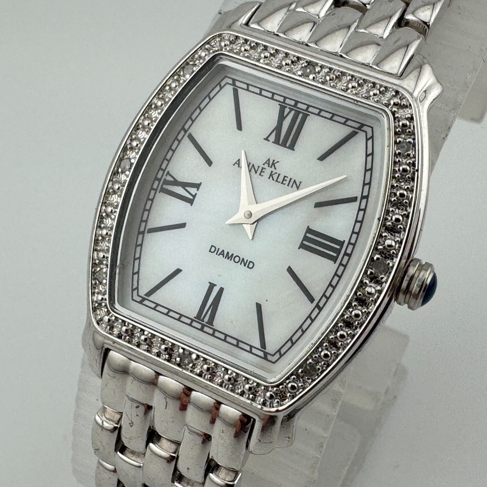 Anne Klein Quartz Watch Women 30m Silver Barrel Diamonds Analog New Batt... - $37.99