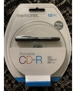 Memorex Printable CD-R 52x 700MB 80 Minute 10-Pack White Sealed with Pen... - £13.40 GBP