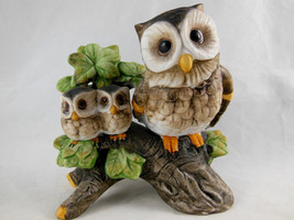 Vintage Ardco Korea Figurine Mother &amp; Baby Owls Porcelain 4.25&quot; Precious - $8.31