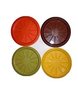 Vintage Tupperware Coffee Cup Mug Lids Coasters #1313 Set of 4 Harvest C... - $14.92 CAD