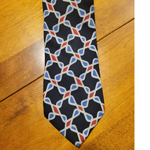 Tom James Tall Man Silk Tie - Navy, Red, White and Light Blue Graphic - $11.88