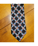 Tom James Tall Man Silk Tie - Navy, Red, White and Light Blue Graphic - $11.88