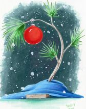 Signed PEANUTS CHRISTMAS TREE Poster Print Wall Art 11x14 Unframed - $33.79 CAD