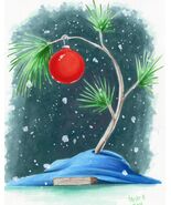 Signed PEANUTS CHRISTMAS TREE Poster Print Wall Art 11x14 Unframed - $33.39 CAD