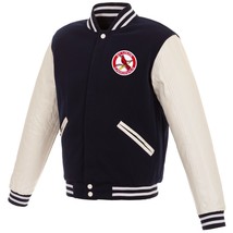 MLB St  Louis Cardinals Reversible Fleece Jacket PVC Sleeves Vintage Logos   - £95.69 GBP