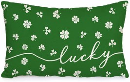 Aacors St Patricks Day Lumbar Pillow Cover 12X20 Lucky Clovers Shamrock, 12 - £11.98 GBP