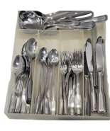 71 PC Stainless Flatware Salem 1776 Beaded Japan Service for 8 Plus Serv... - $121.51