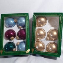 Set of 11 Vintage Christmas by Krebs Ornaments Boxed Gold Bergundy Blue Boxed - £14.86 GBP